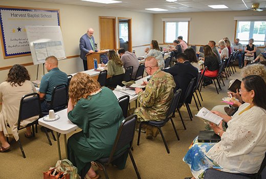 Adult Sunday school at Harvest Baptist Church in Manhattan, KS